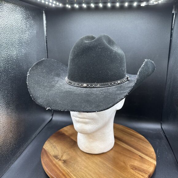 Justin Cowboy Hat XX 100% Wool Black Western Style Size 7 (56) - Picture 1 of 8